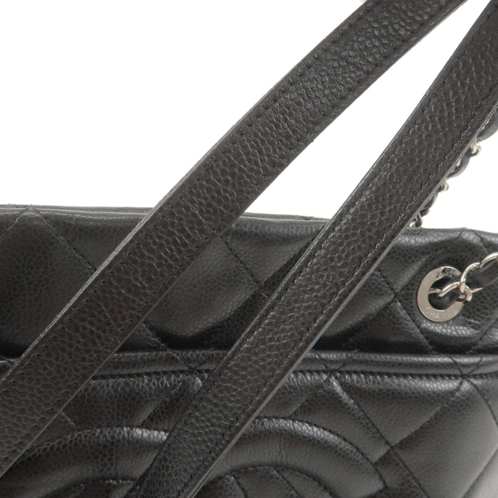 CHANEL Matelasse Caviar Skin Chain Tote Bag Black A67294