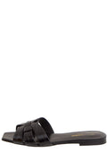 Saint Laurent Black Tribute Croc Embossed Sandals SZ 37.5