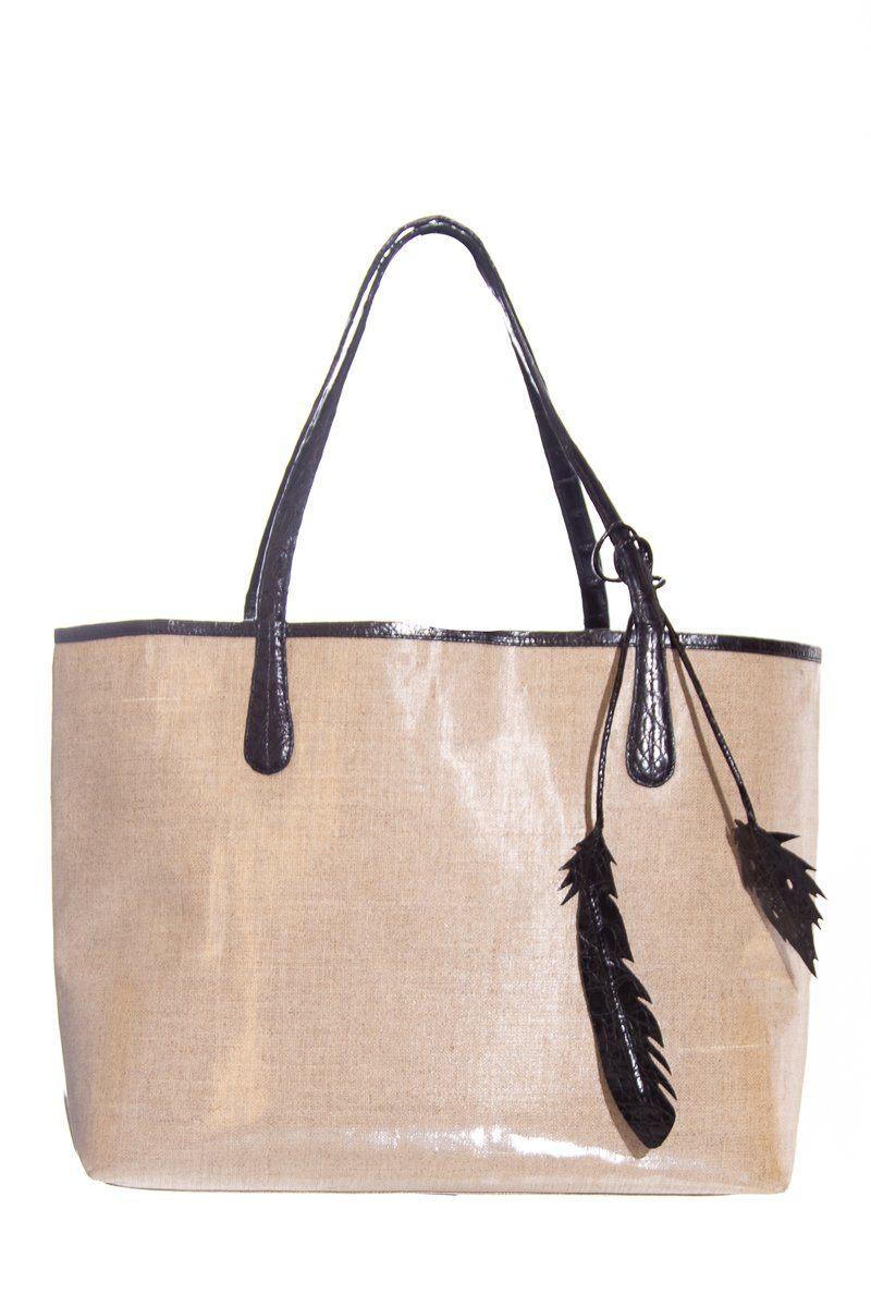 Nancy Gonzalez Crocodile-Accented Coated Canvas Tote