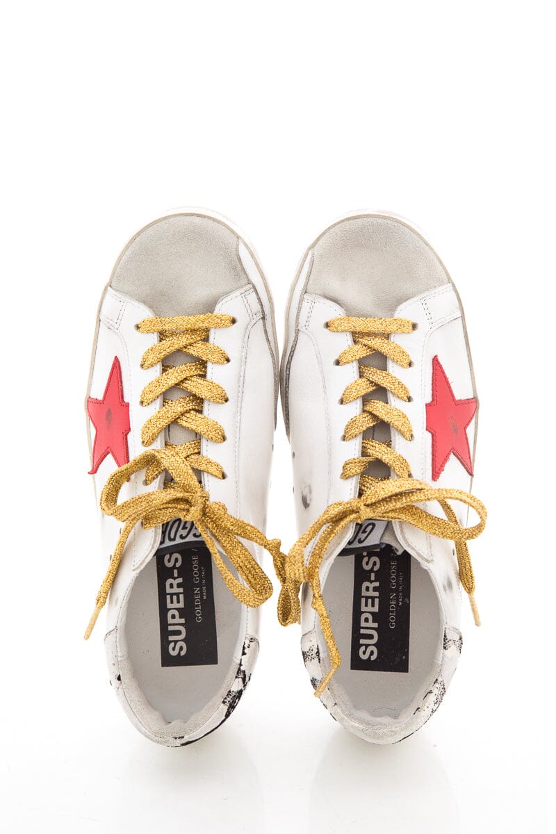 Golden Goose White & Red Sneakers SZ 37