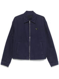 PRADA Logo Patch Zipper Mid-Weight Cotton Shirt Jacket
