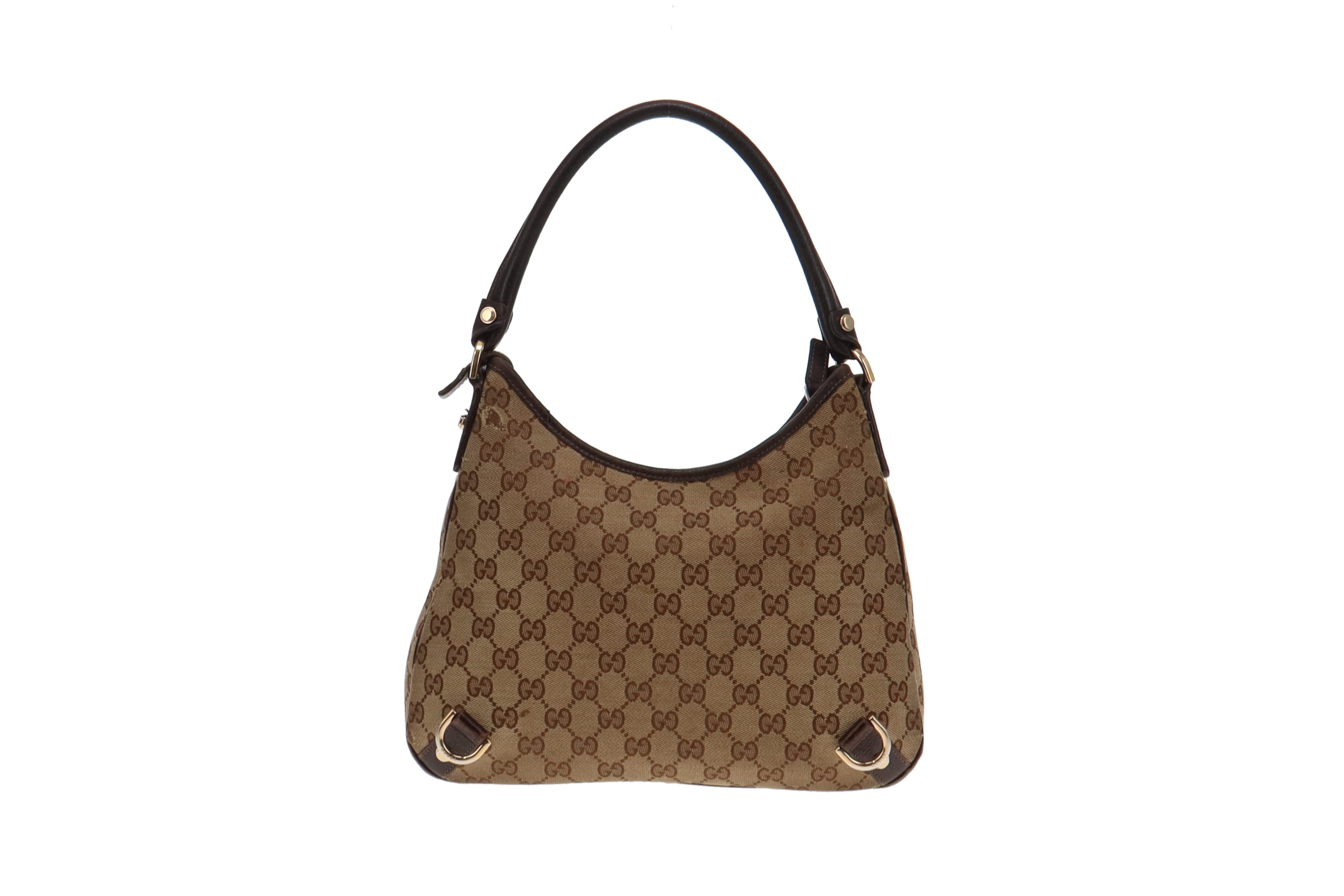 Gucci GG Canvas and Brown Leather Trim Abbey Shoulder Bag