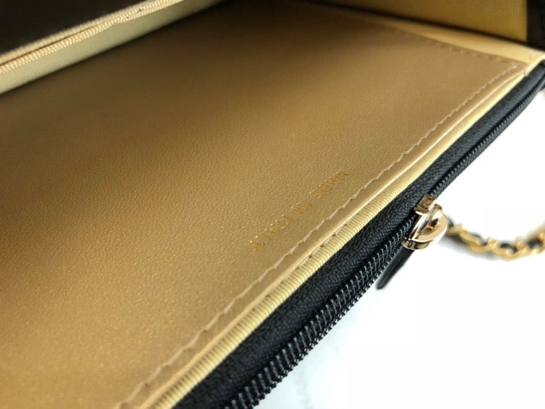 CHL Flap Bag Gold Toned Hardware Black For Women 7.4in/19cm