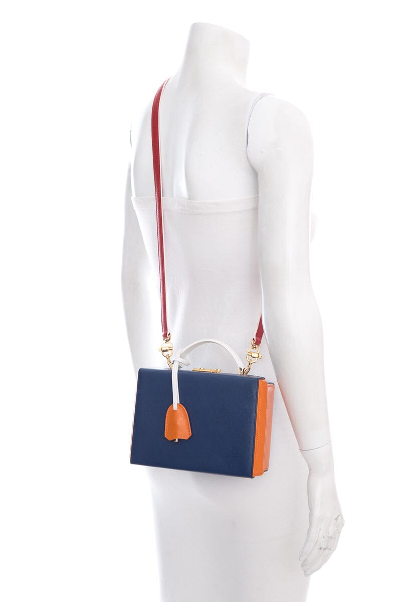 Mark Cross Blue & Orange Grace Box Handbag