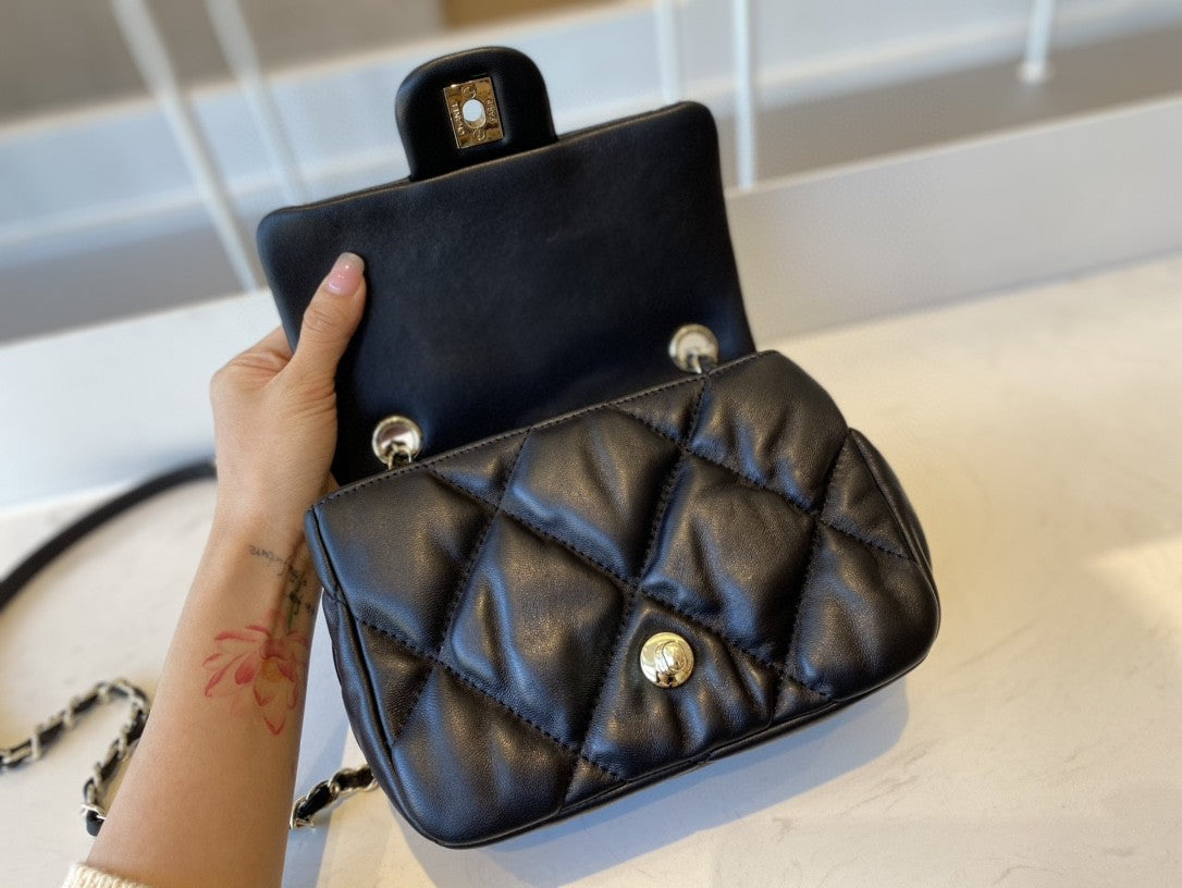 CHLSmall Flap Bag Gold Hardware Black For Women, Women’s Handbags, Shoulder Bags 7.5in/19cm AS2232