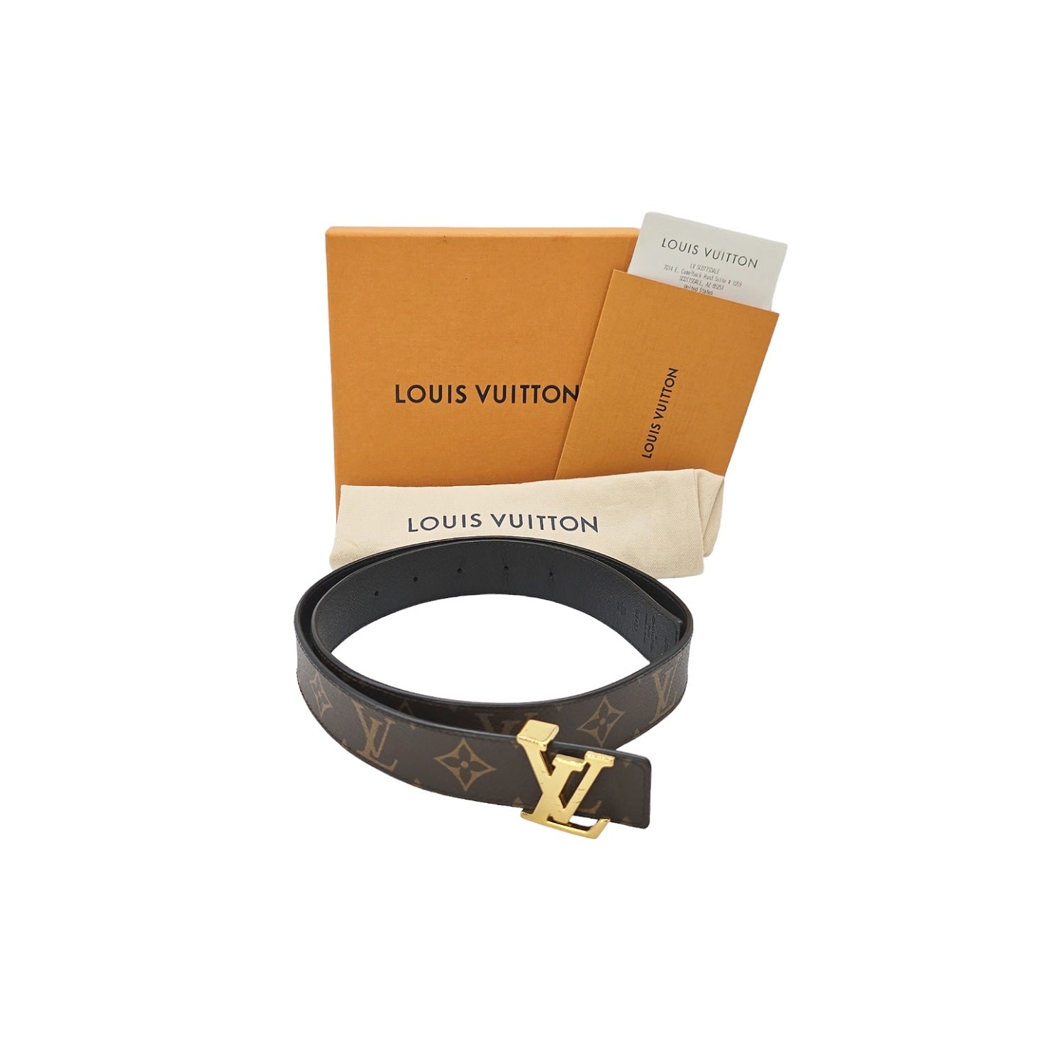 Louis Vuitton LV Initiales Monogram 30mm Reversible Belt Sz 32