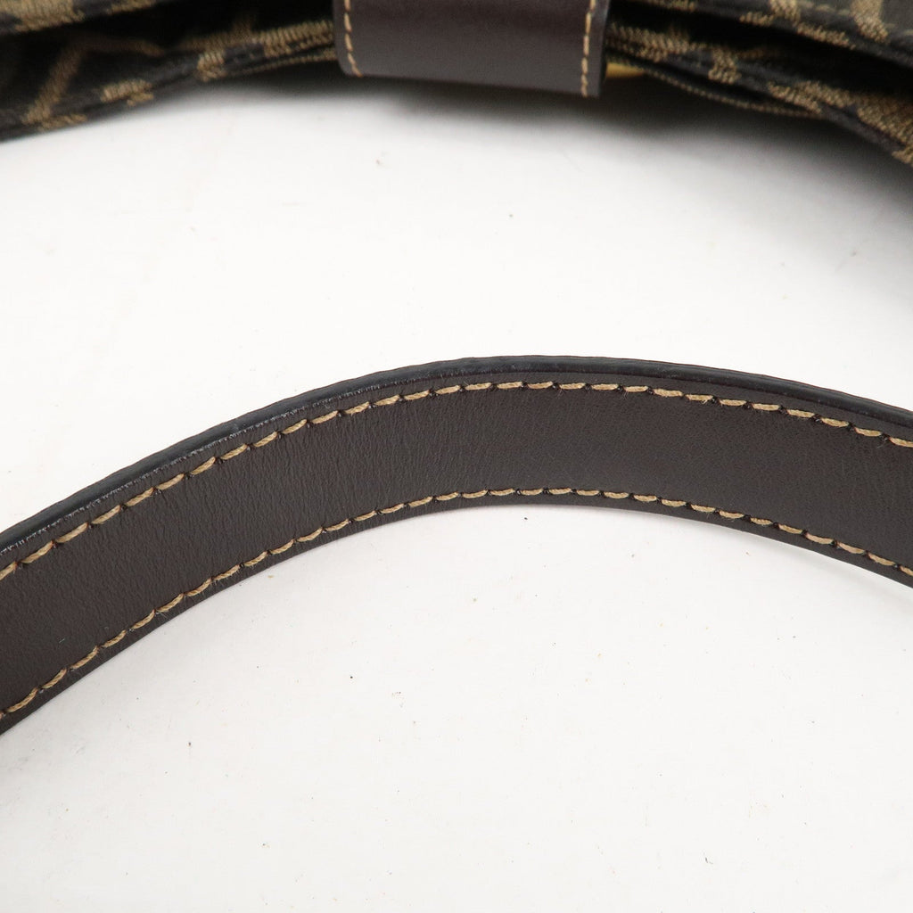 FENDI Zucca Canvas Leather Shoulder Bag Brown Black 26569