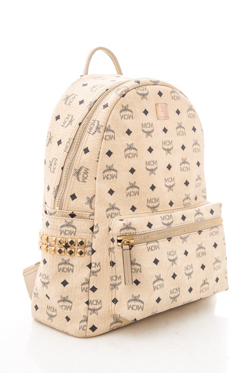 MCM Beige Leather Monogram Backpack