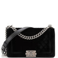 CHANEL Boy Flap Bag Quilted Velvet Old Medium
