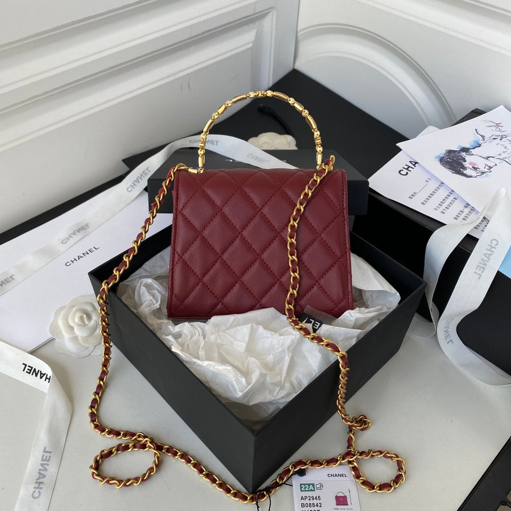 CHL Clutch With Chain Gold Hardware Red For Women, Women’s Handbags, Shoulder Bags 5.7in/14.5cm