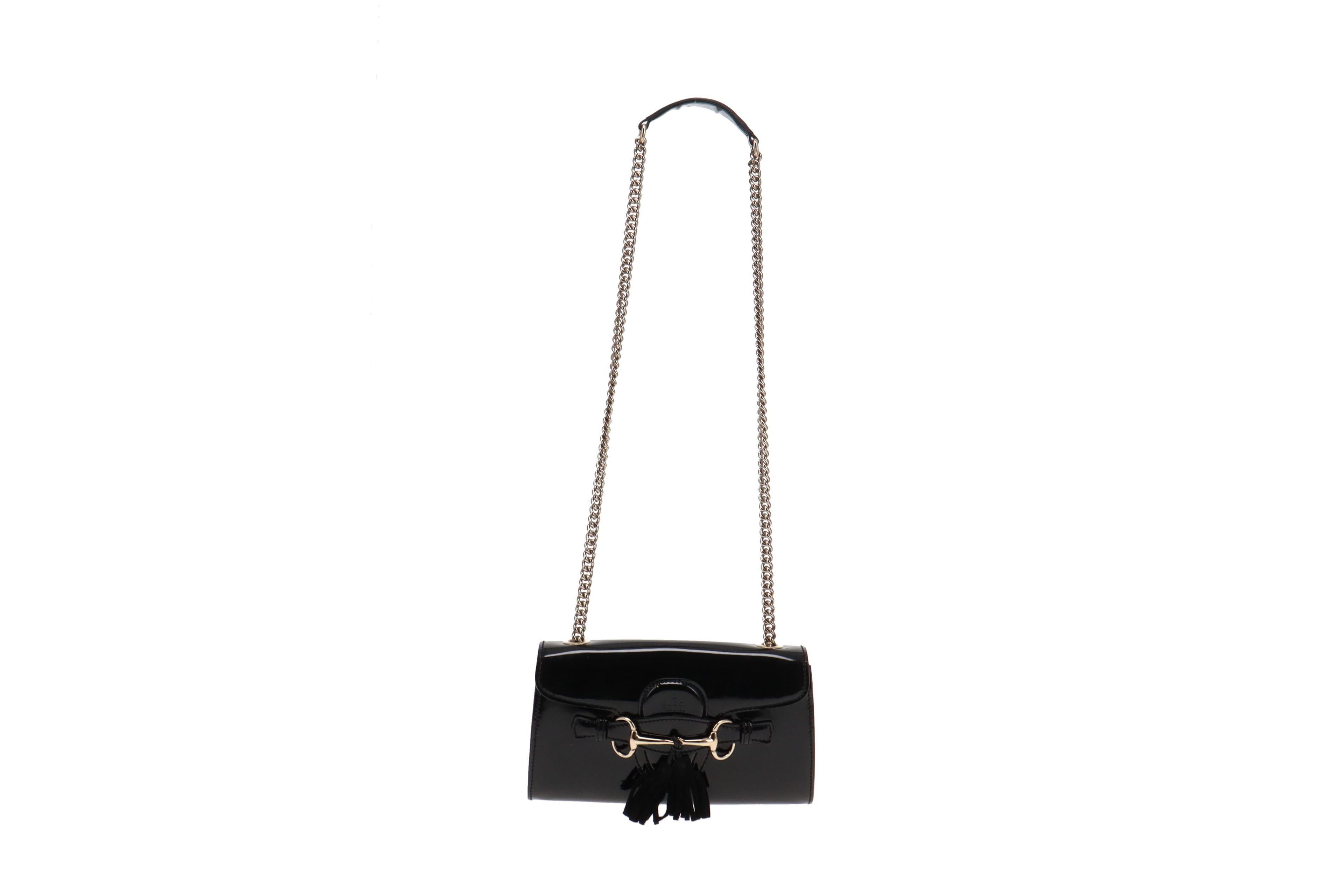 Gucci Emily Chain Flap Black Patent