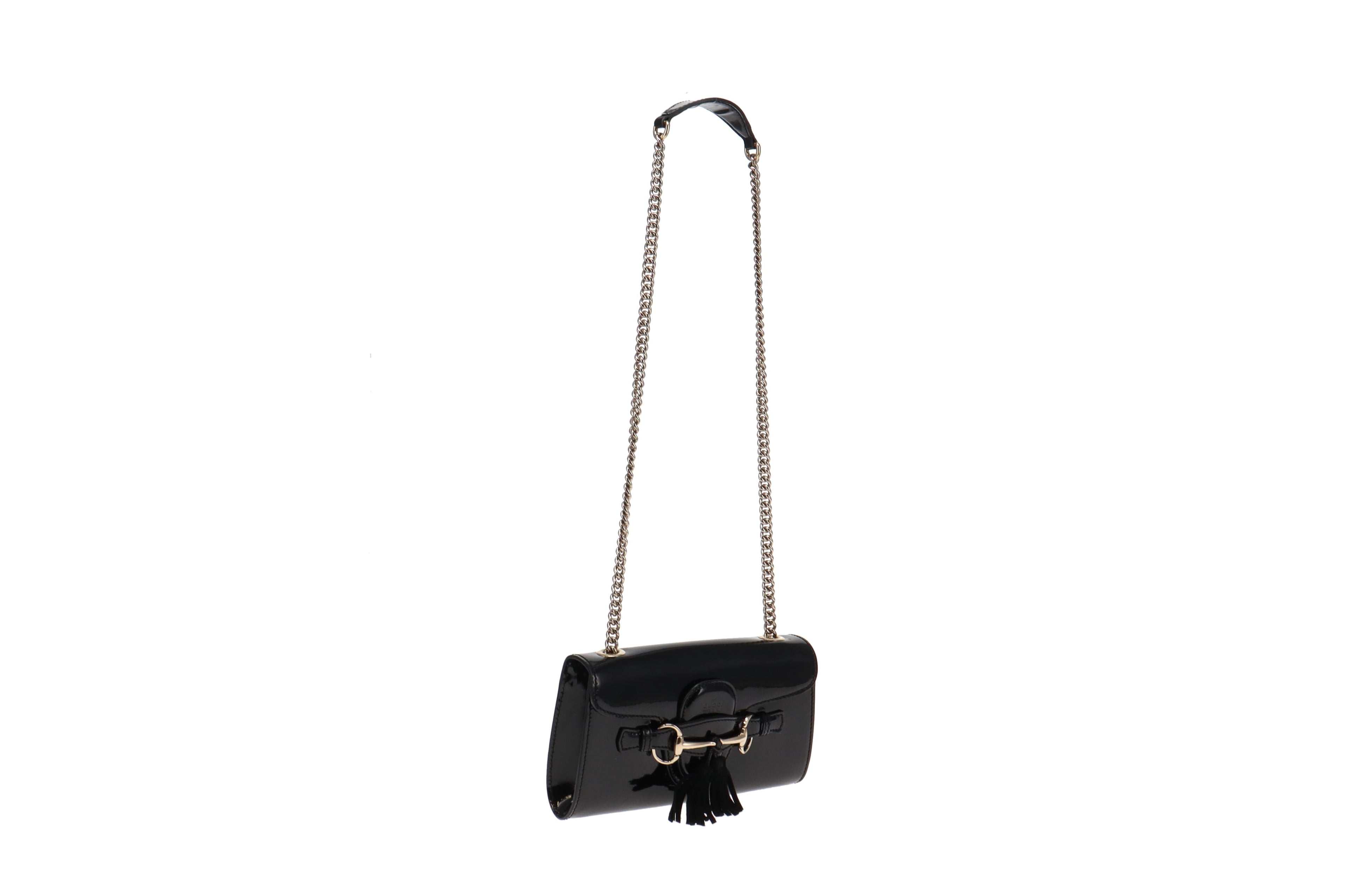 Gucci Emily Chain Flap Black Patent