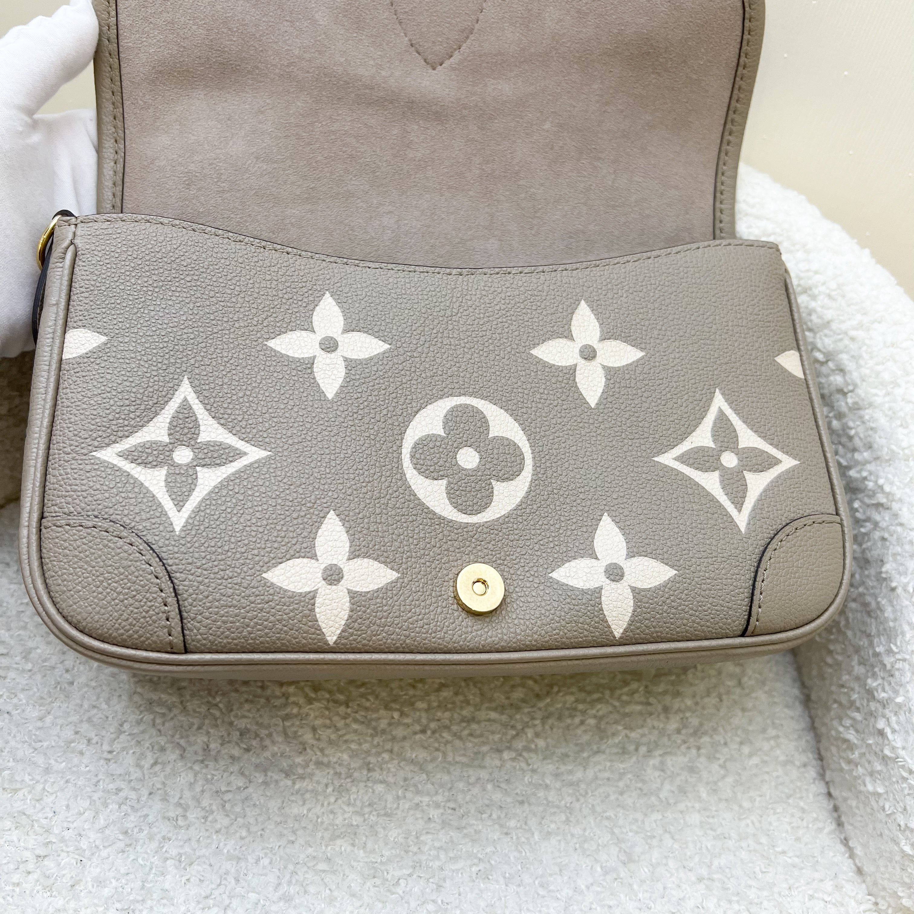 LV Diane PM in Tourterelle (Grey) / Creme Giant Monogram Empreinte Leather and GHW