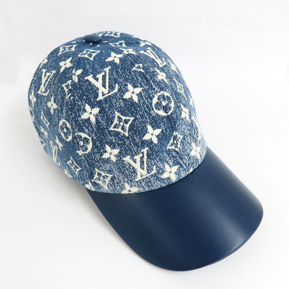 Louis Vuitton Denim M77437 Hat Baseball Hats Monogram Nylon Cotton Blue White Small