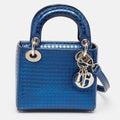 Dior Metallic Microcannage Patent Leather Mini Lady Dior Tote
