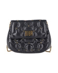 Dior Studded D-Fence Round Clutch with Chain in Black Leather
