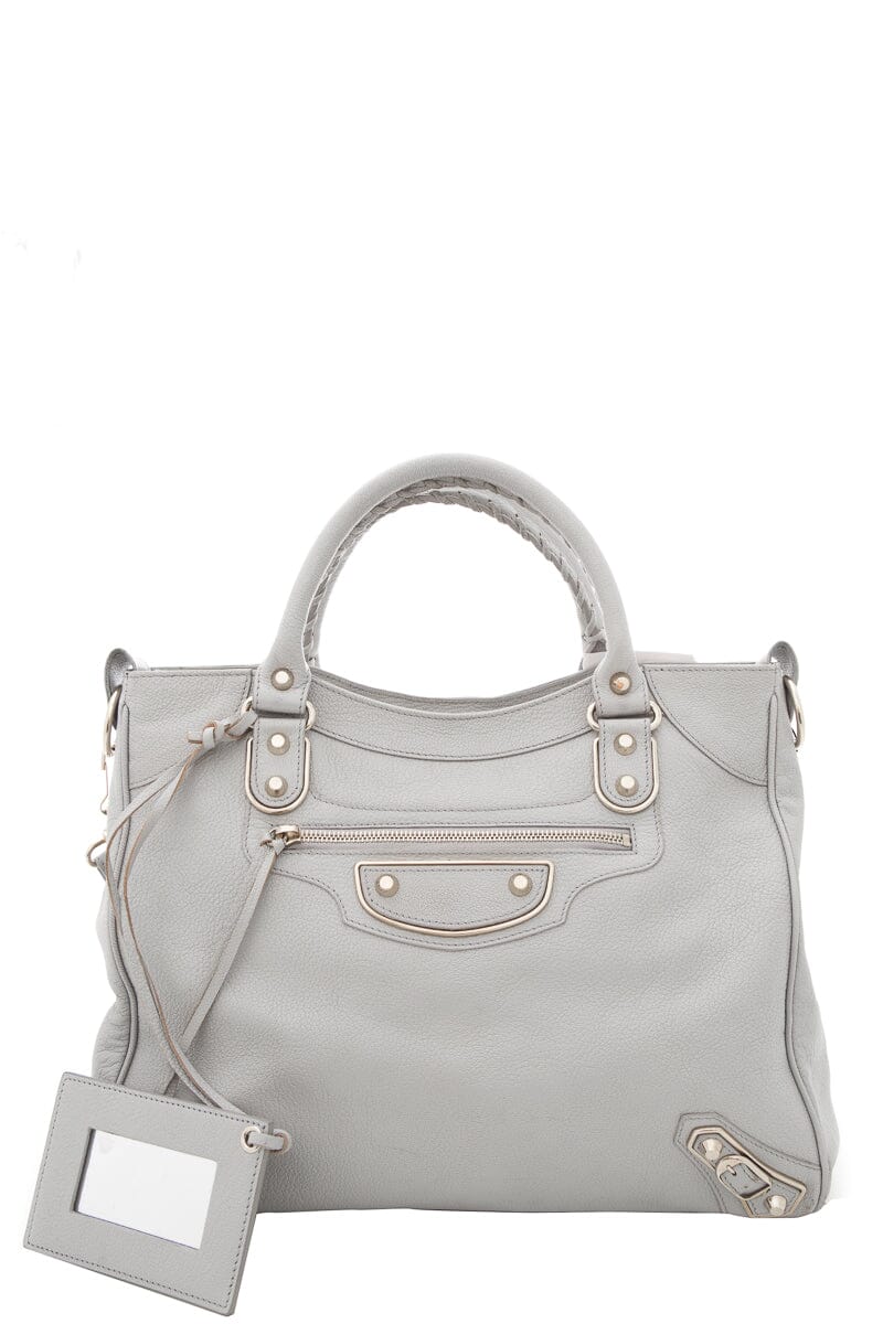 Balenciaga Dove Grey "Metallic Edge Medium City Bag" Cross-Body