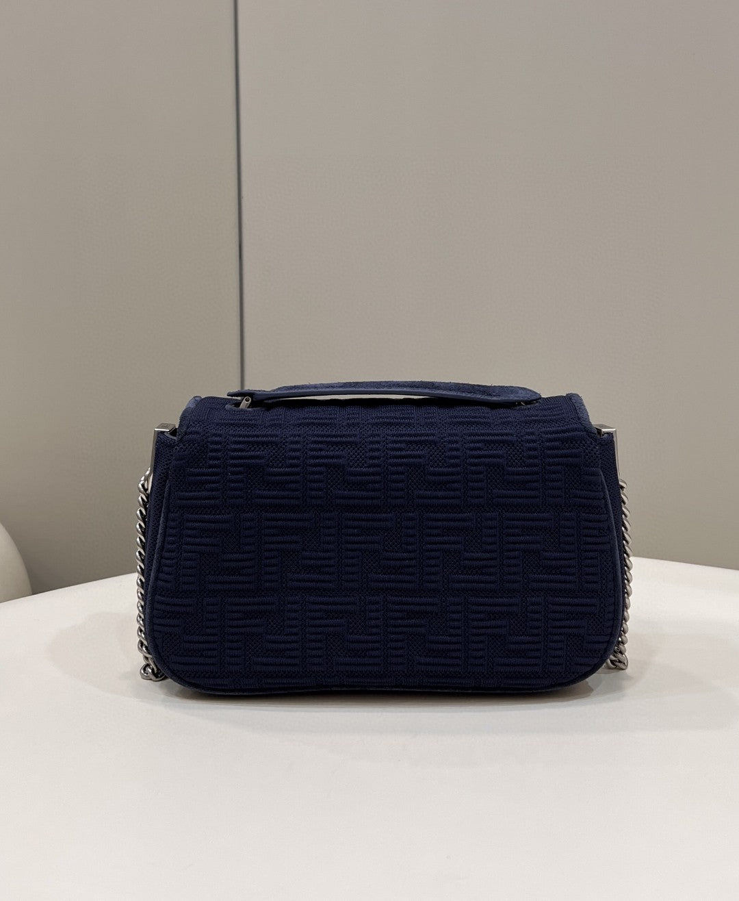 FI Baguette Chain MiGLAMI Navy Blue FF Fabric Bag For Woman 14.5cm/6in