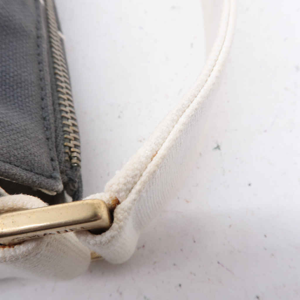CHANEL Chocolate Bar Wild Stitch Canvas Hand Bag Gray