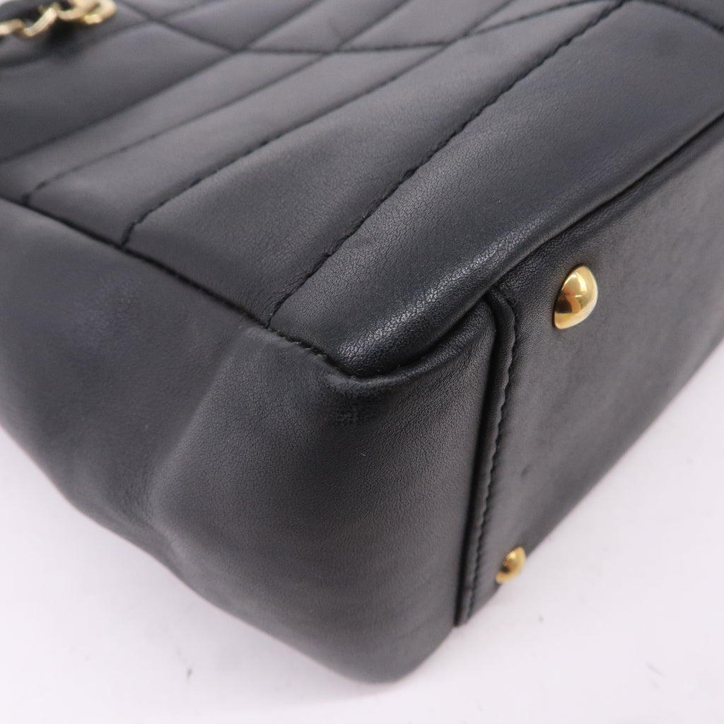 CHANEL Chocolate Bar Lamb Skin Chain Tote Bag Black A17859