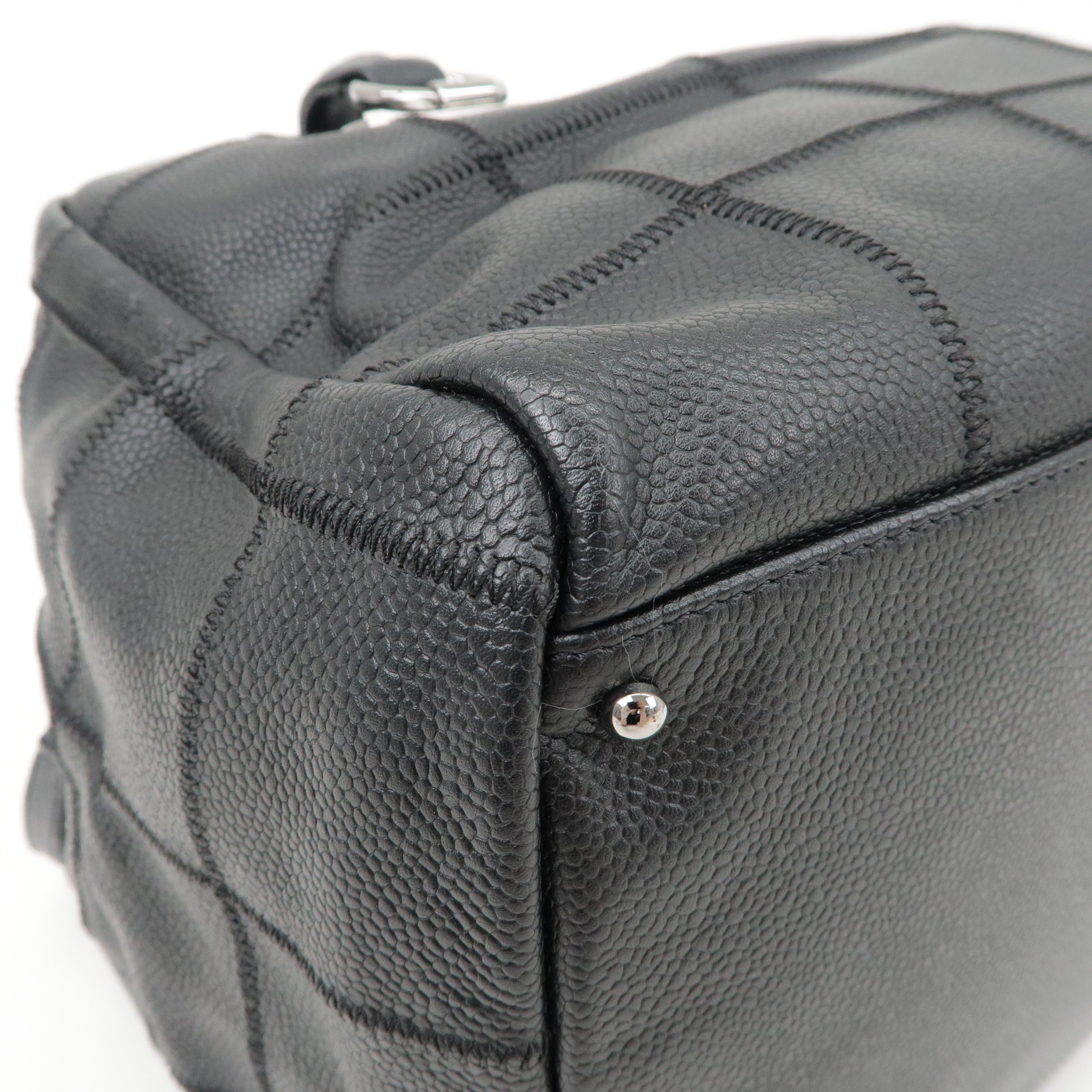 CHANEL Chocobar Caviar Skin Boston Bag Shoulder Bag Black