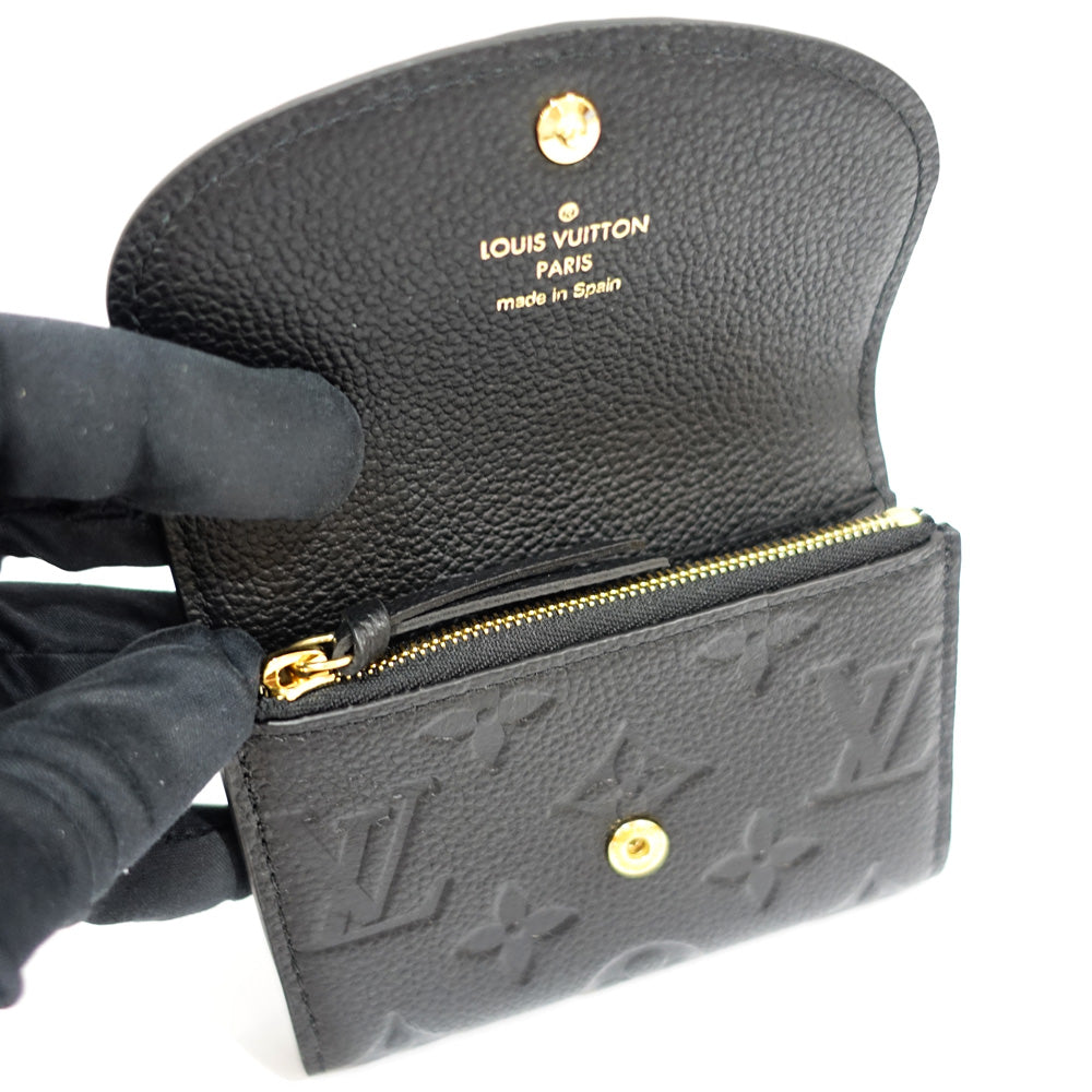 Louis Vuitton Monogram Emplant Portemone Rosary M81455 Leather Noir Black Double Fold Wallet Wallet Small
