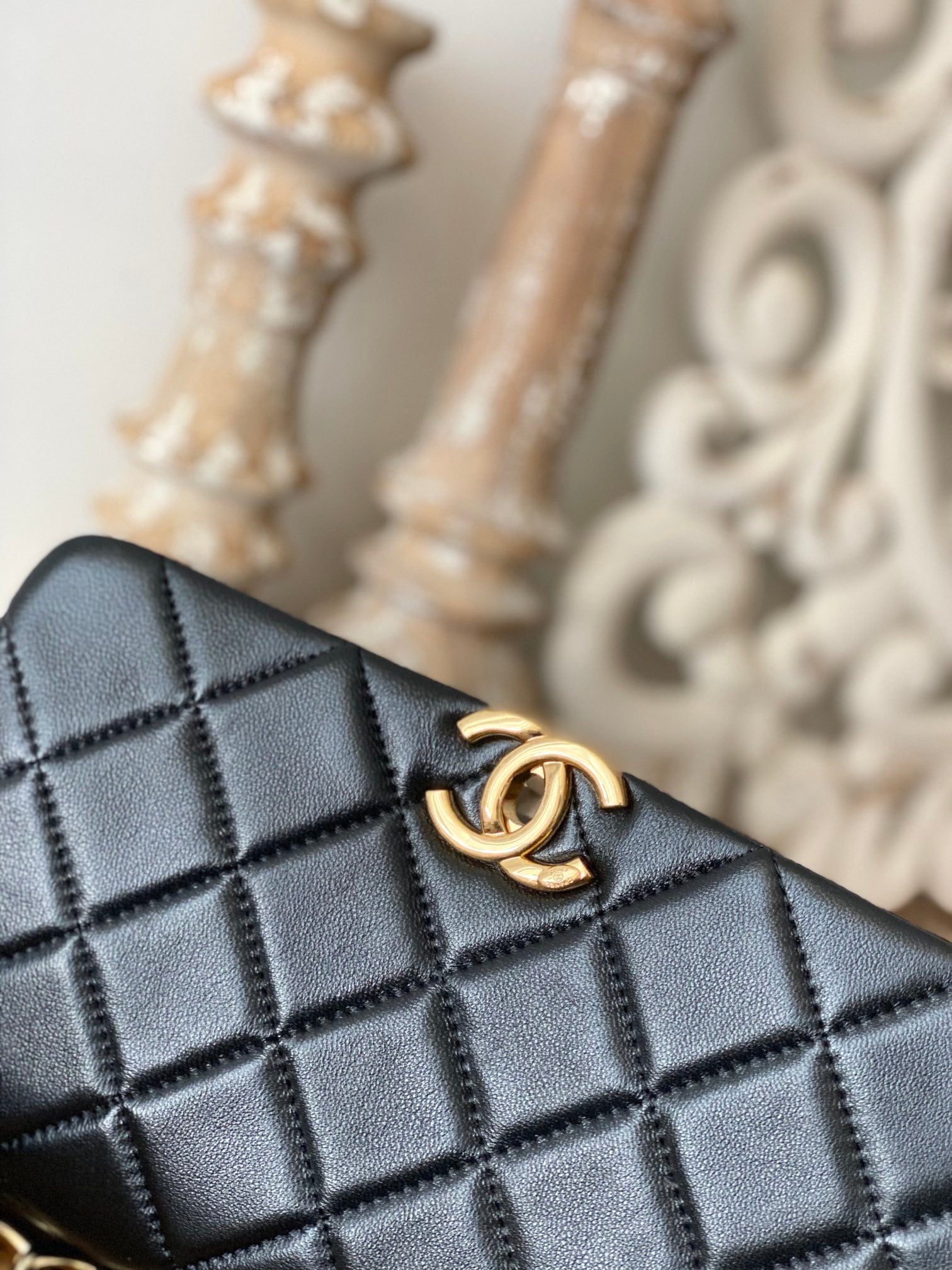 CHLLarge Flap Black Bag For Women 23cm/9in