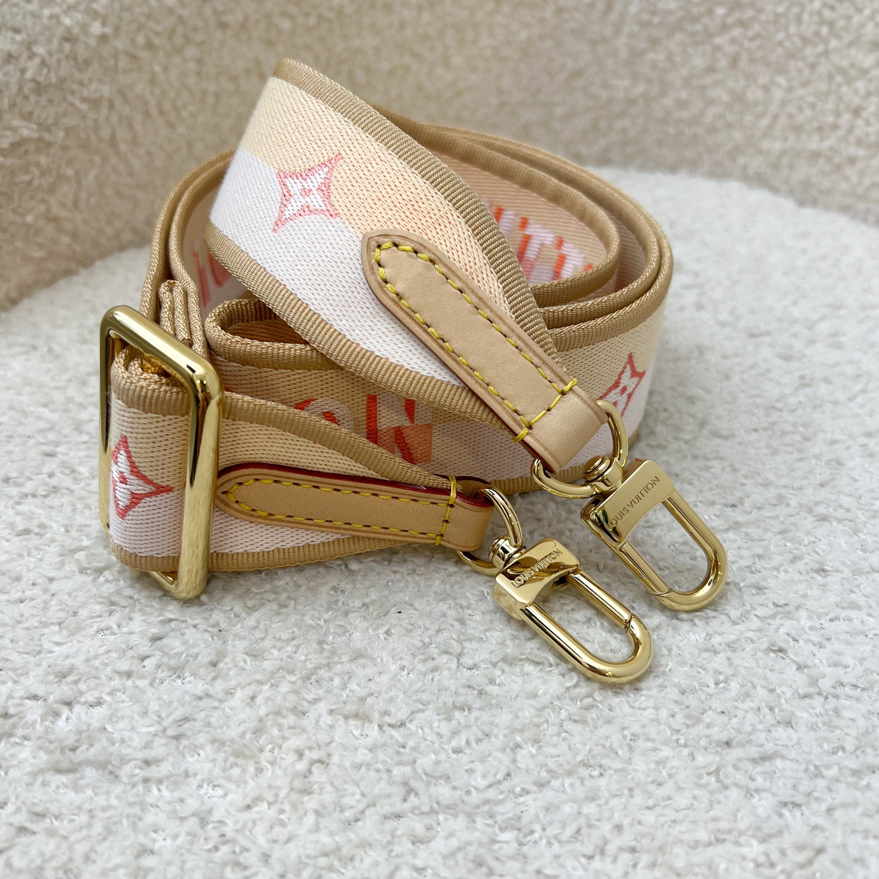 LV Speedy Bandouliere 20 in Monogram Canvas and Pink / Orange Patterned Strap