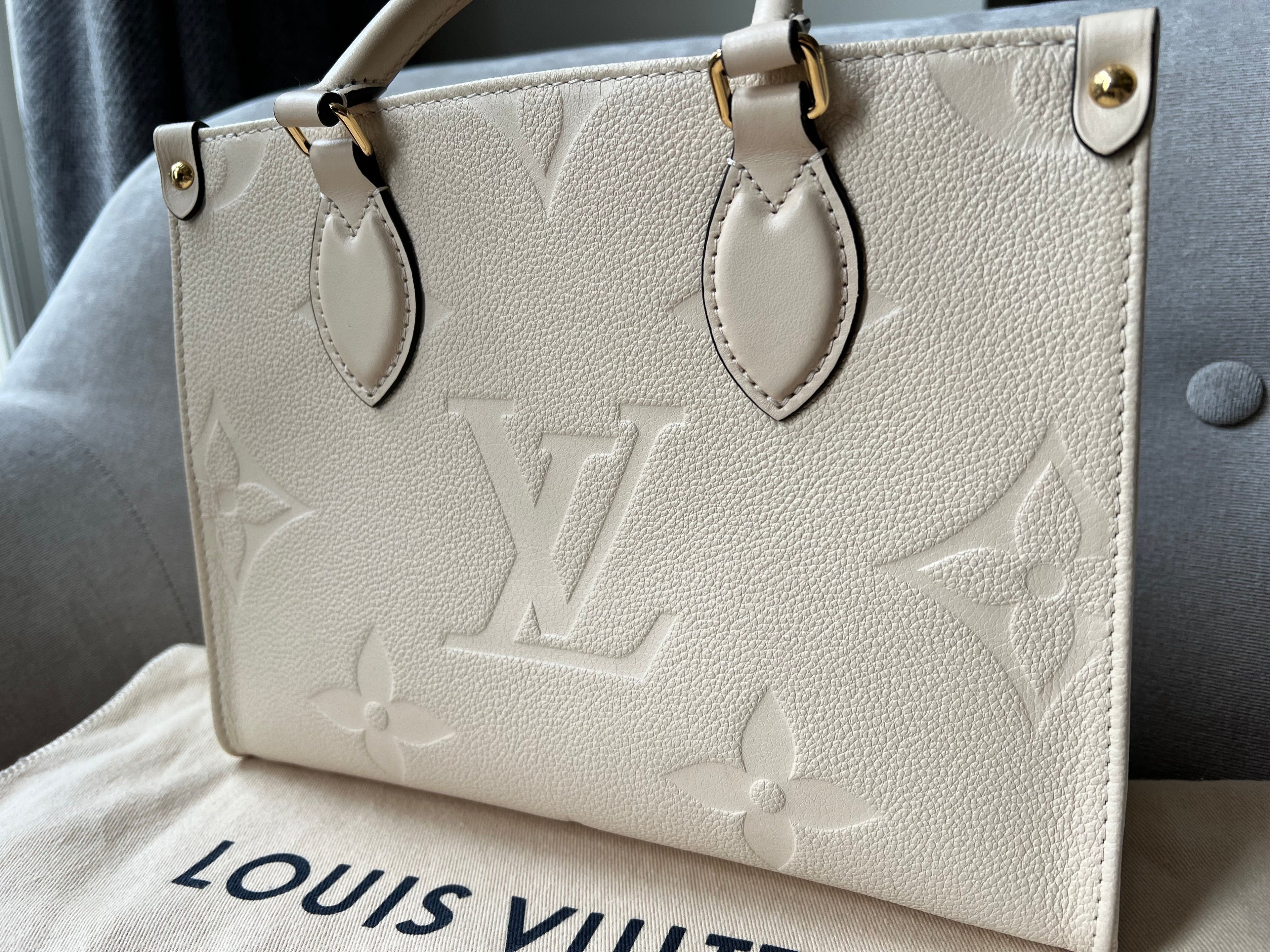 Louis Vuitton On the Go Crème PM Empreinte (RRP £2,380)