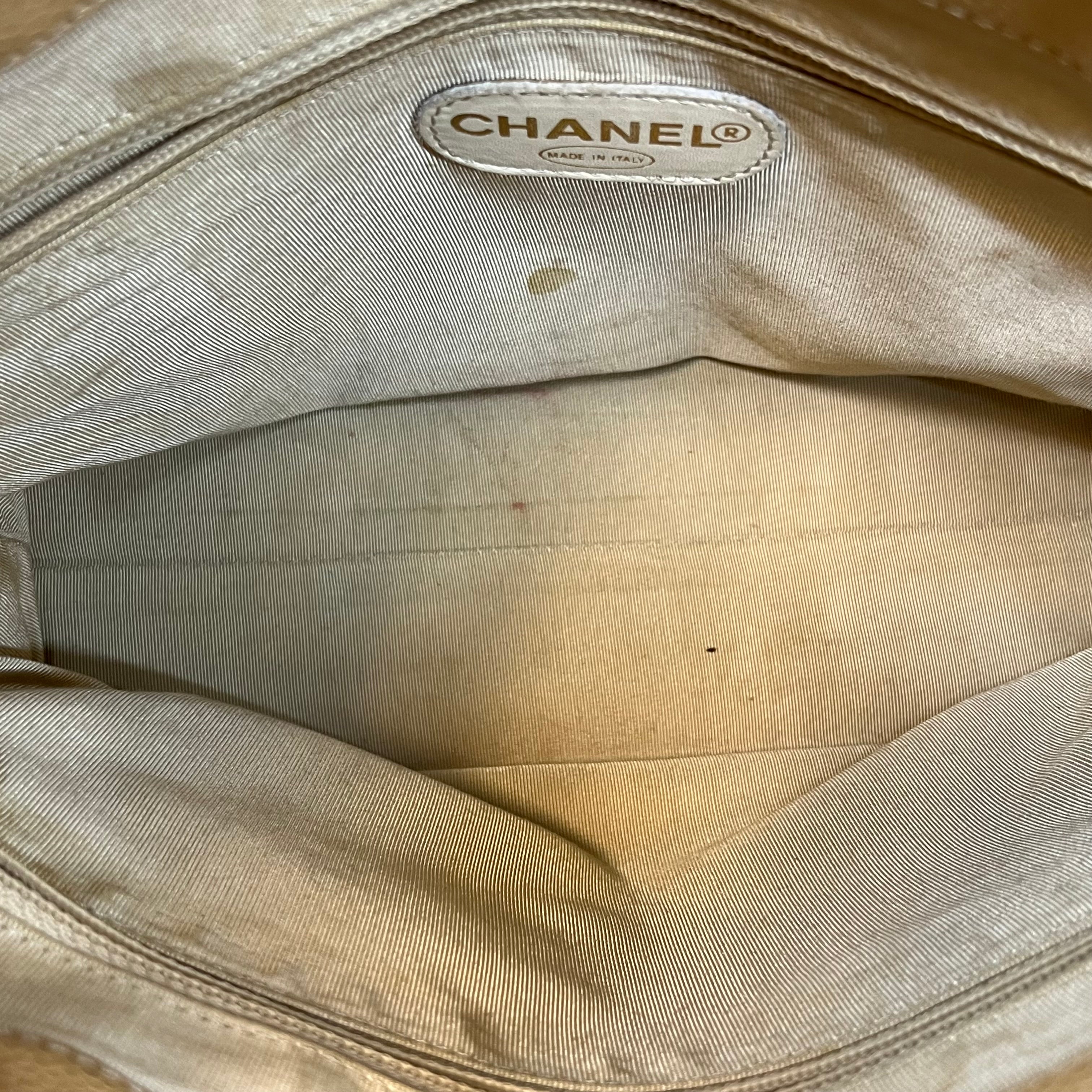 CHANEL LAX Beige Caviar Leather Vintage Tote Bag