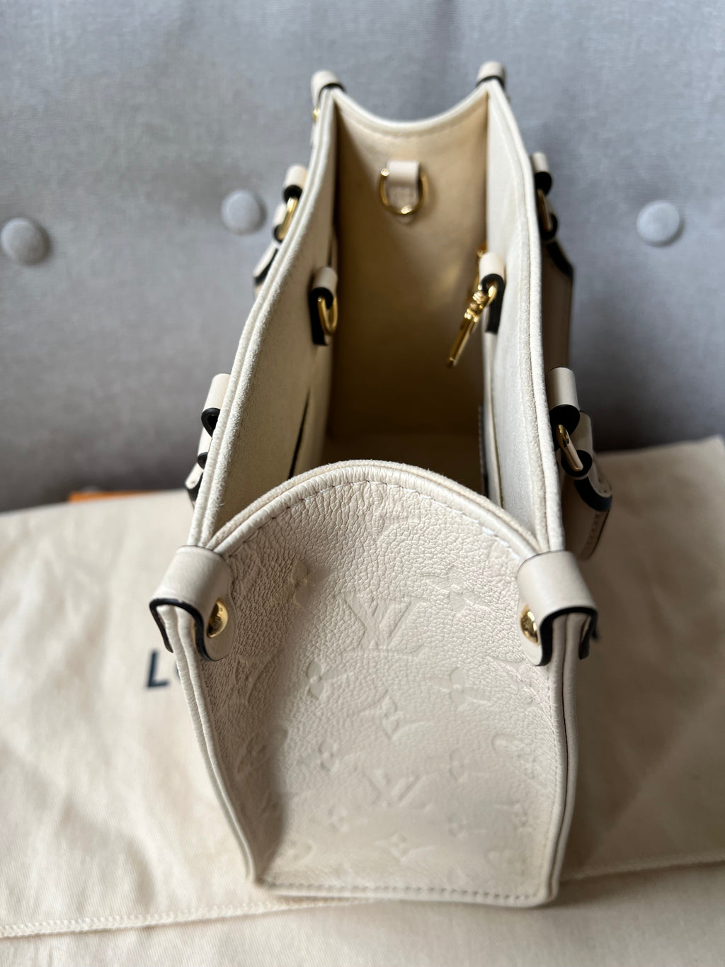 Louis Vuitton On the Go Crème PM Empreinte (RRP £2,380)