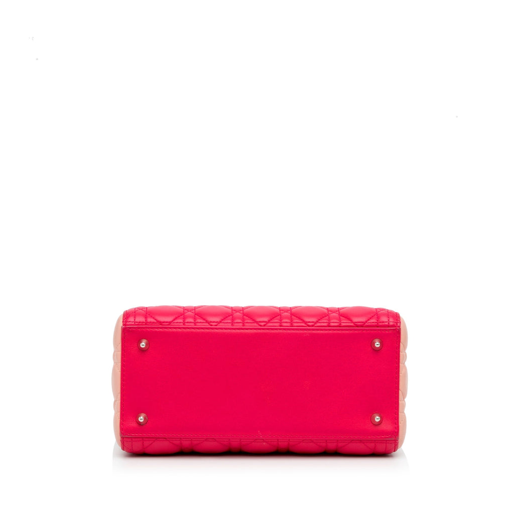 Dior Lady Dior Medium Tricolor Cannage Quilted Leather Silver