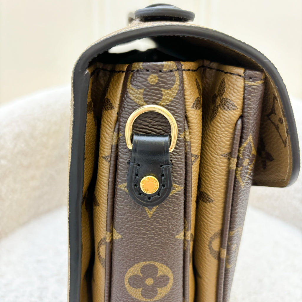 LV Pochette Metis in Reverse Monogram Canvas, Black Leather and GHW