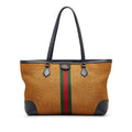 Brown Gucci Medium Raffia Ophidia Tote Bag