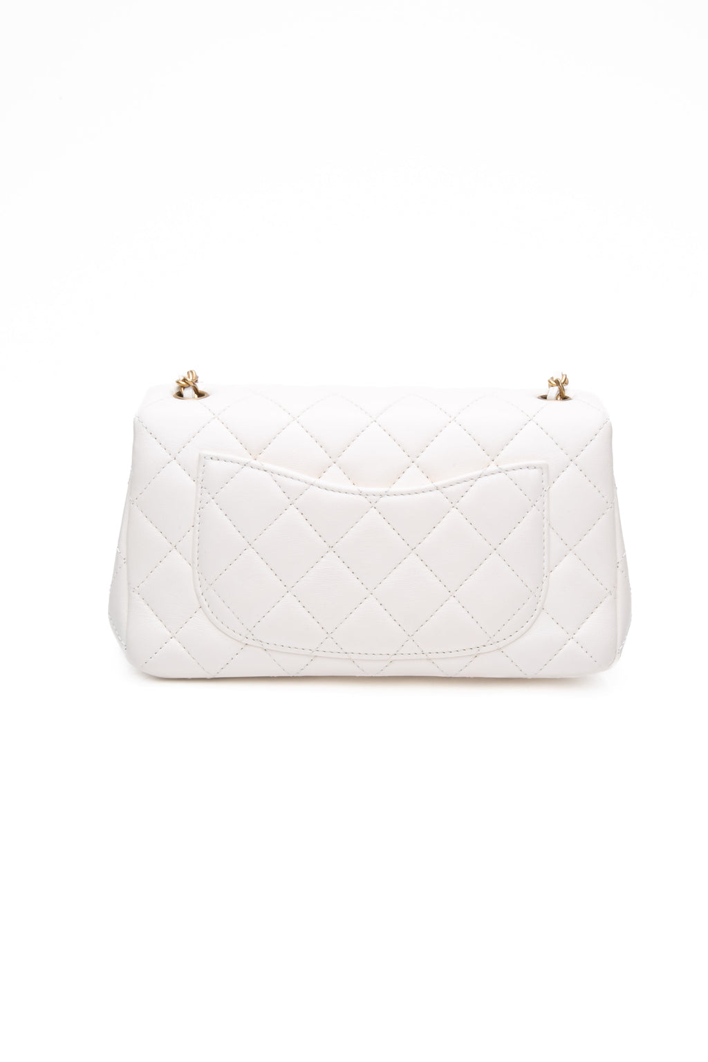 CHANEL White Lambskin Quilted Mini Rectangular Pearl Crush Flap Bag