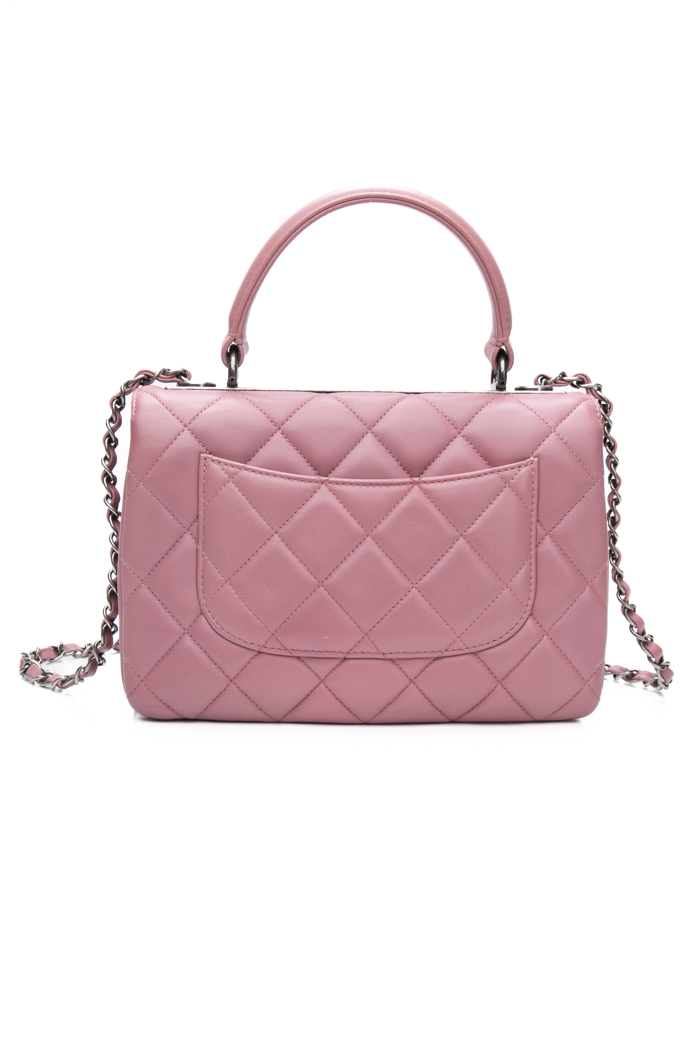CHANEL Mauve Pink Lambskin Quilted Trendy CC Top Handle Flap Crossbody Bag