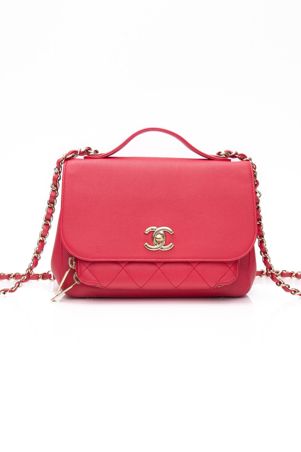 CHANEL Small Raspberry Caviar Quilted Business Affinity Flap Bag