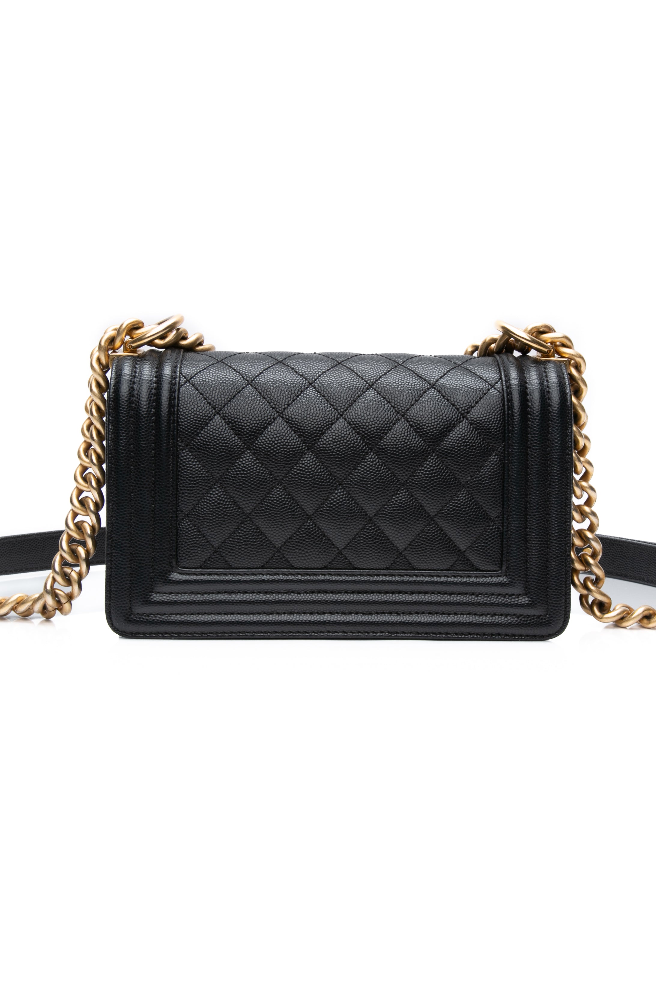 CHANEL Black Caviar Quilted Boy Small Flap Bag