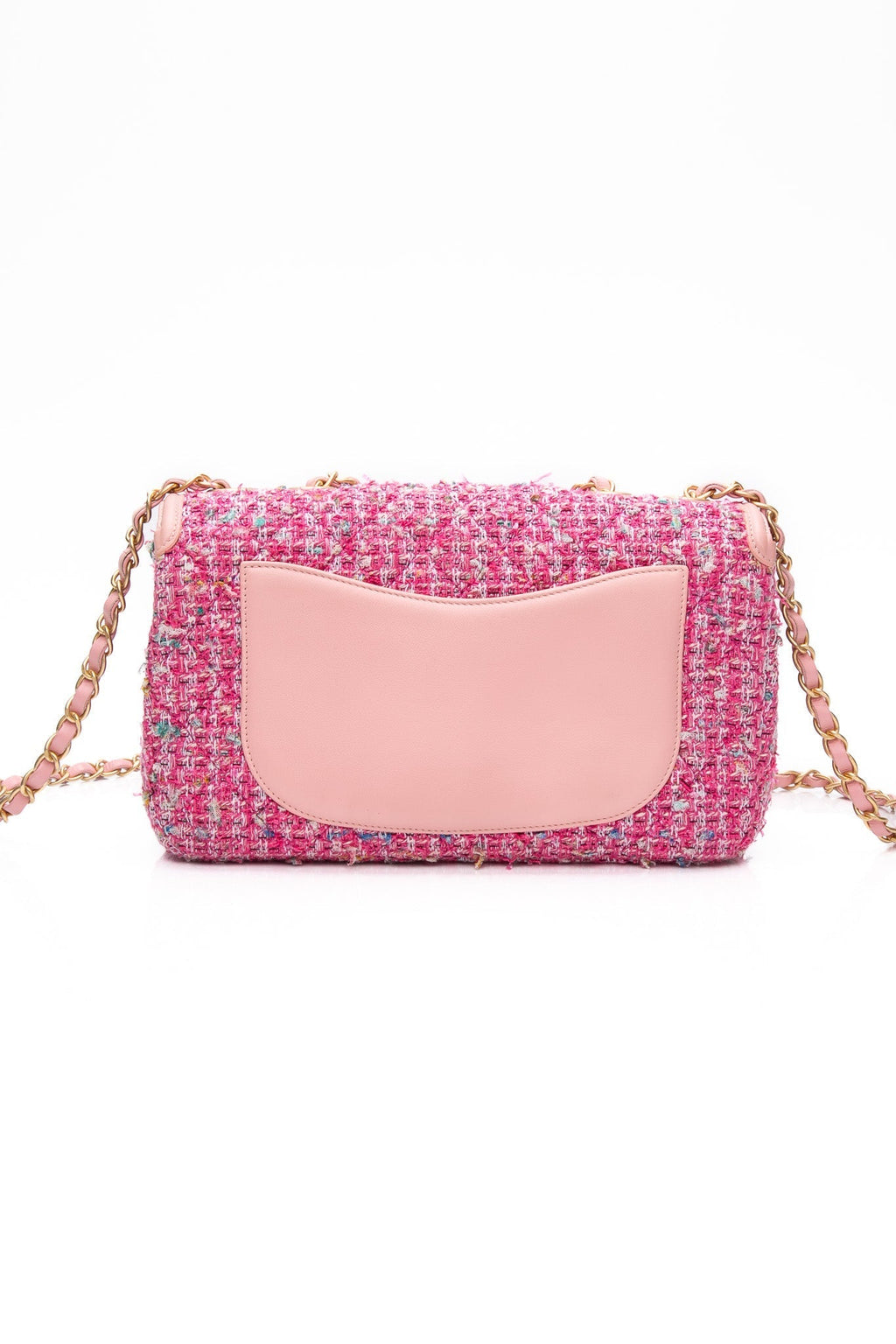 CHANEL Pink Filigree Flap Bag Quilted Tweed Medium