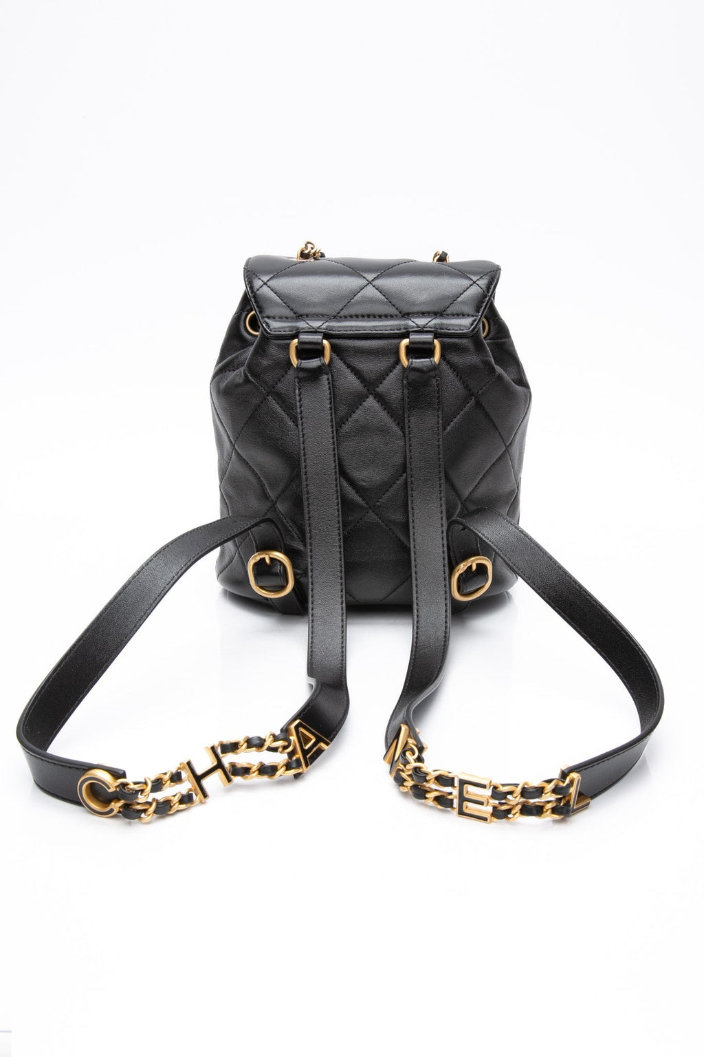 CHANEL 24S Black Quilted Lambskin Enamel and Gold Tone Hardware Backpack