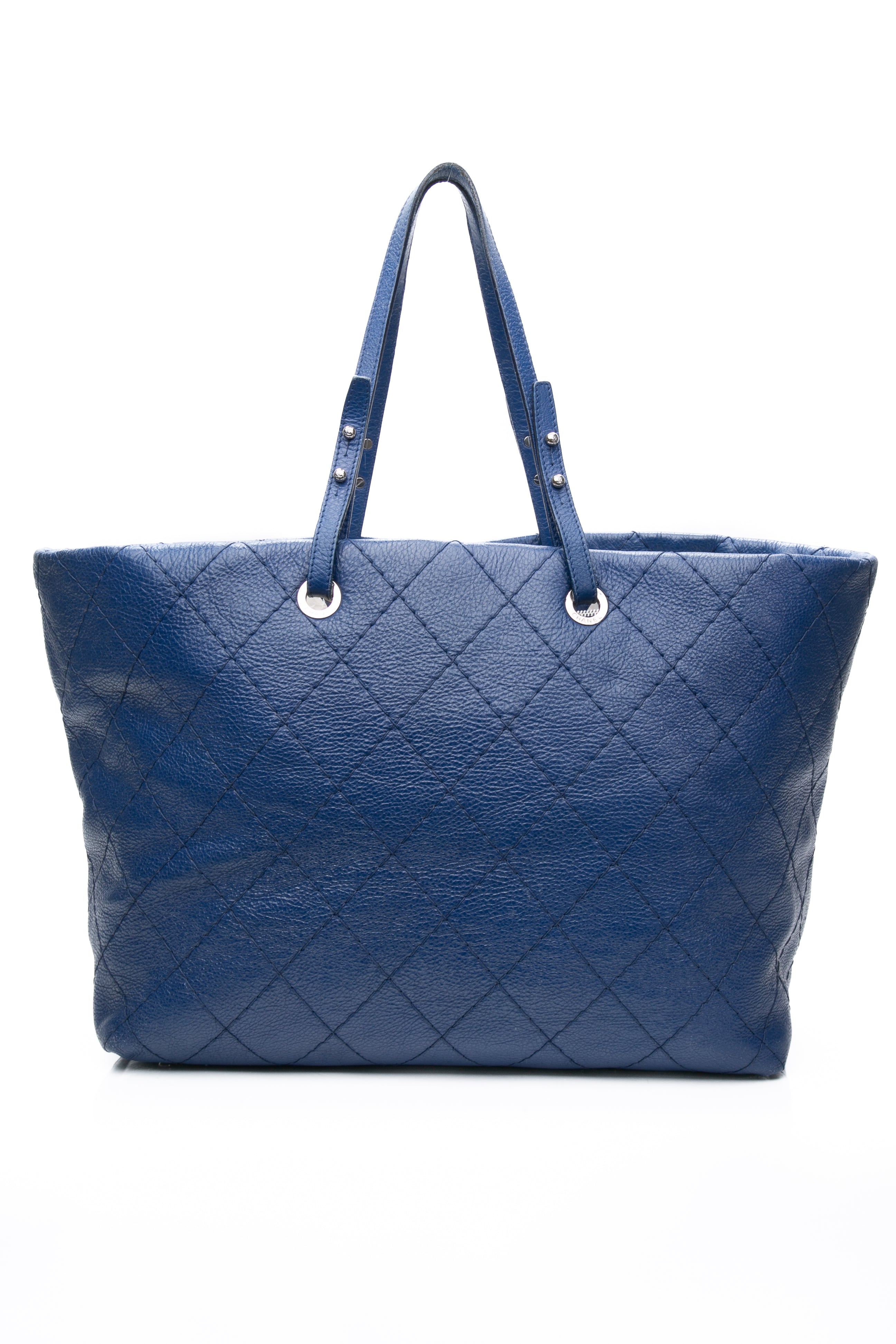 CHANEL Blue Quilted Glazed Leather On-The-Road XL Tote Bag