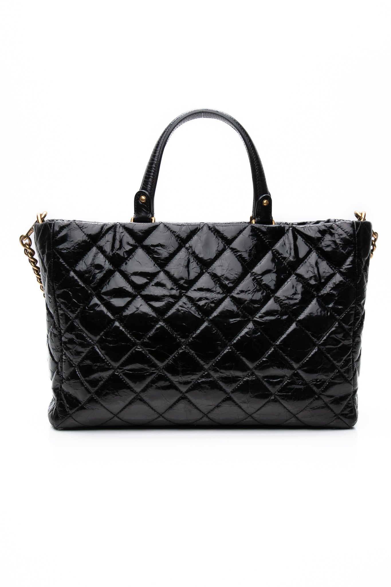 CHANEL Black Reissue Glazed Calfskin Leather Shopping Tote Bag