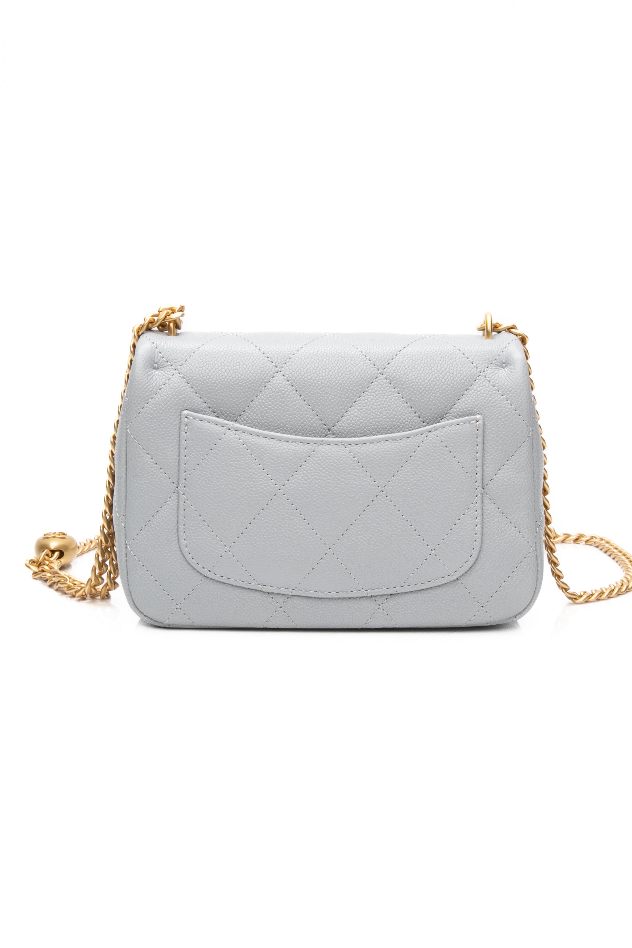 CHANEL Grey Caviar Quilted Sweetheart Mini Flap Bag