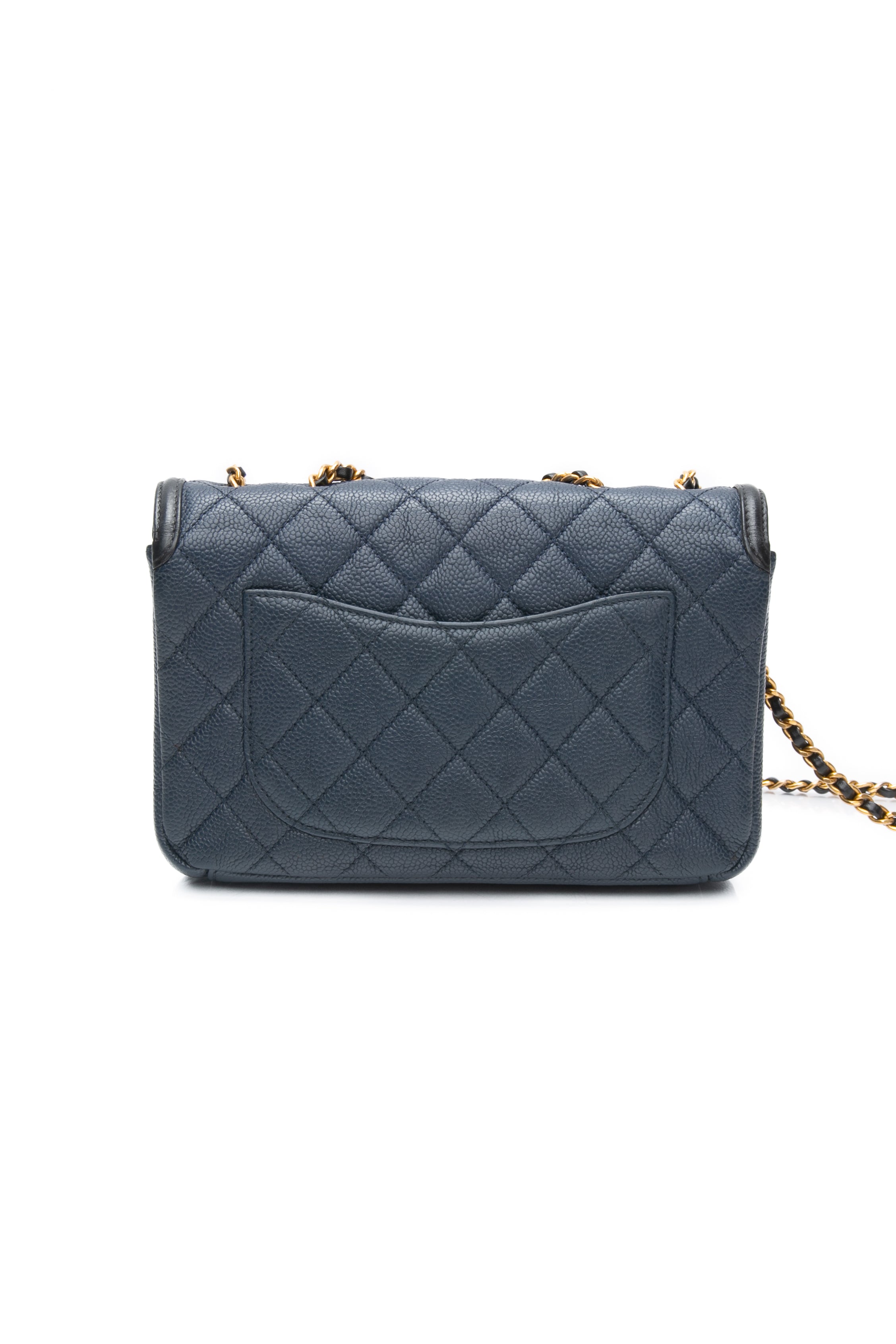 CHANEL Navy & Black Caviar Quilted Small CC Filigree Flap