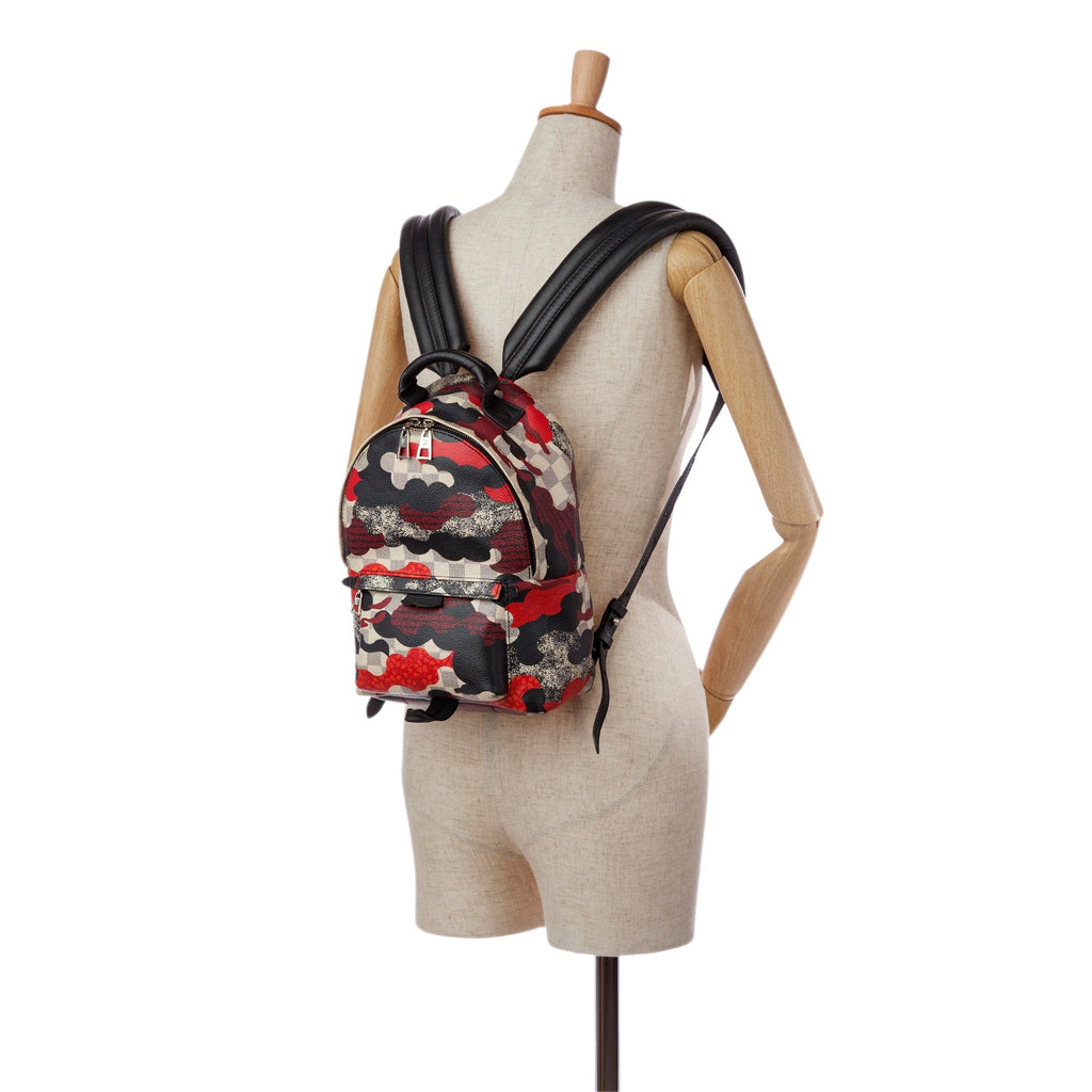 Red Louis Vuitton Patchwork Waves Damier Palm Springs PM Backpack