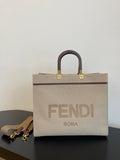 FI Sunshine MeGLAMIum Tote Bag Beige Canvas For Women, Bags, Shoulder Bags 13.8in/35cm FF 8BH386
