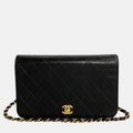 CHANEL Black Lambskin Full Flap CC Chain Shoulder Bag