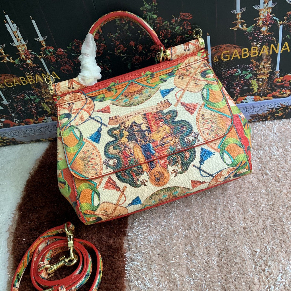 GLAMI MeGLAMIum Sicily Handbag Unique Print Motifs Muticolour For Women 10.2in/26cm GLAMI