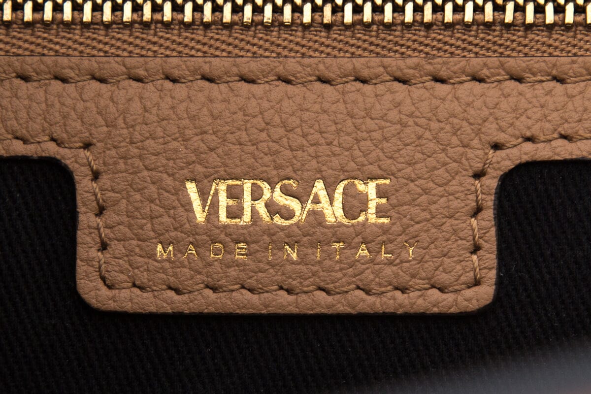 Versace Brown La Medusa Flap Leather Tote