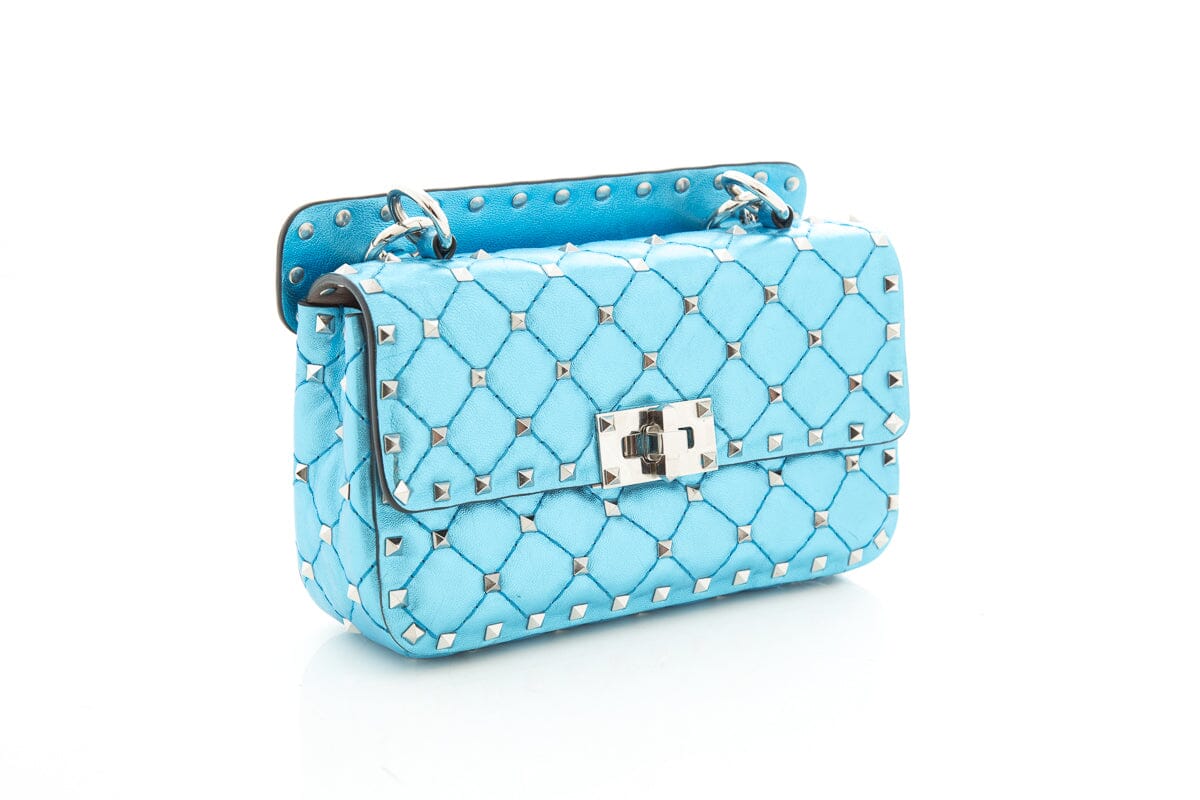 Valentino Garavani Blue Metallic Rockstud "Spike" Cross-Body